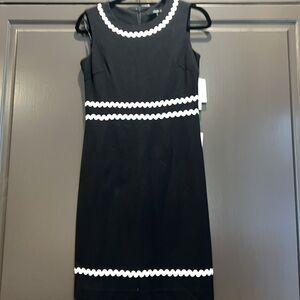 Amanda + Chelsea NWT size 2 Black Dress with RIC RAC White Trim